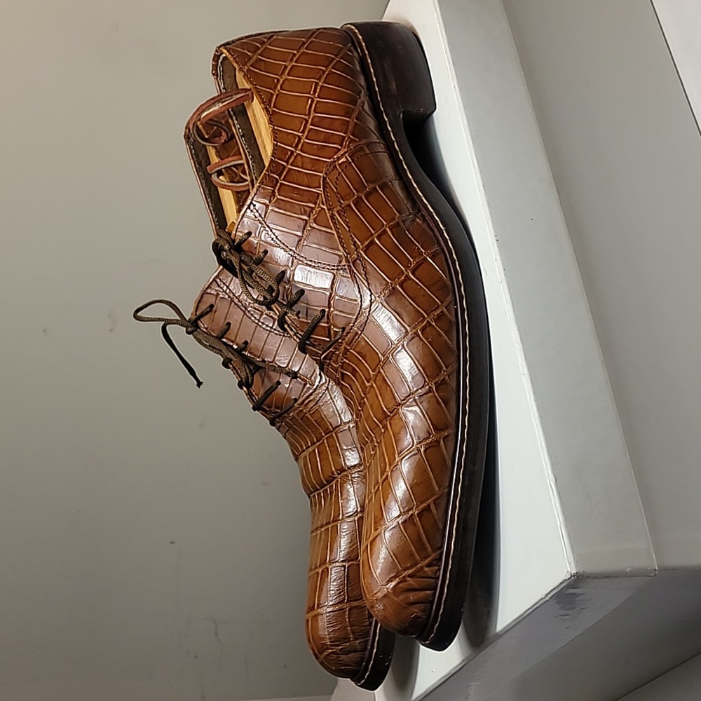 Mark Foch caiman British tan leather oxfords size 9.5